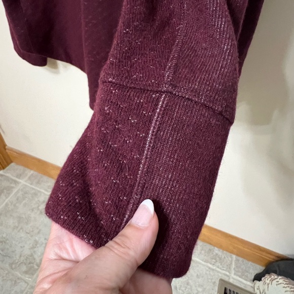 Prana Burgundy Red Button Neck Sweater with Textured Design - Picture 4 of 7